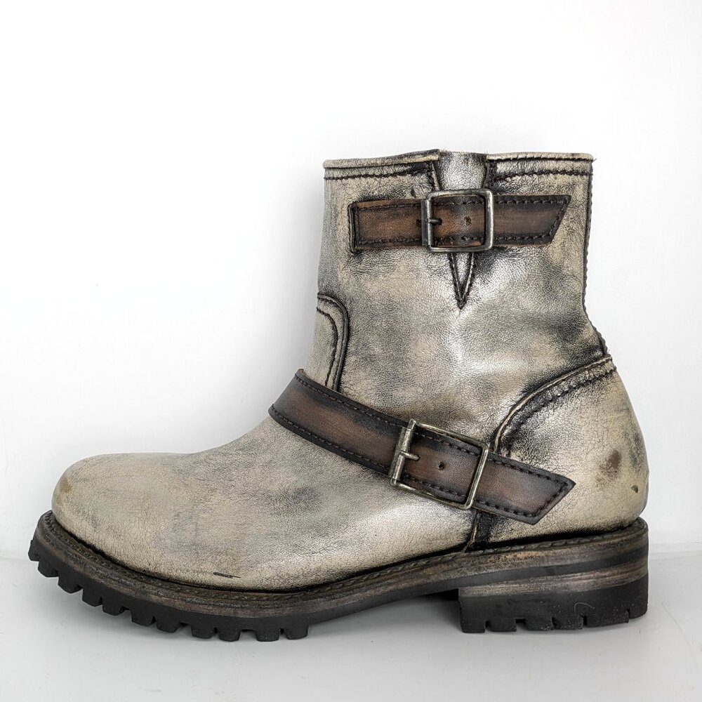 Freebird Harley Pewter Size 11, Metallic Lug Sole Ankle Boots